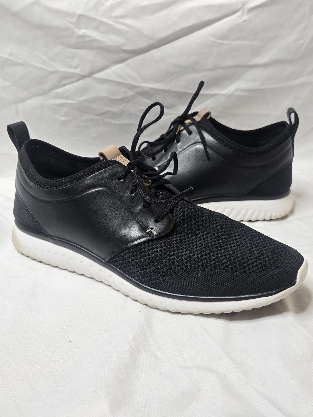 Cole Haan GrandMøtion Men's 11.5M Black Knit Leather Shoes